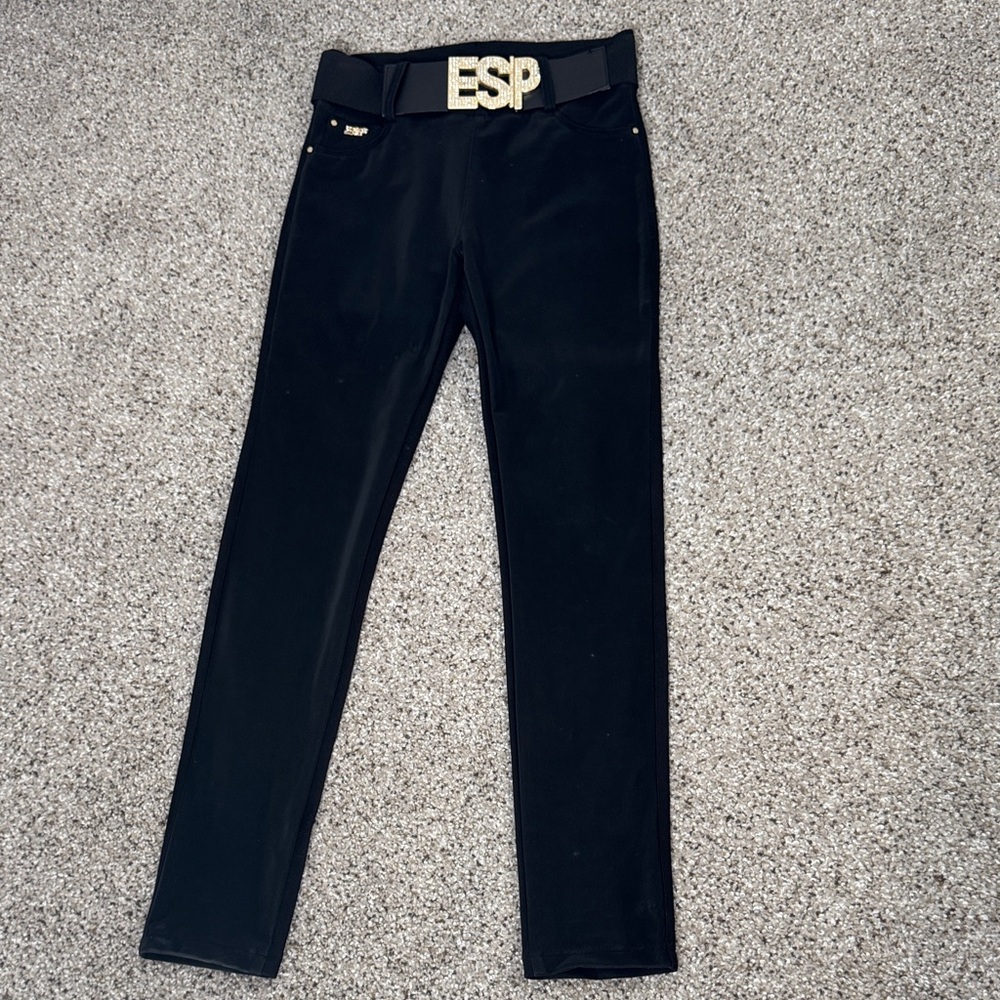 Black Women's Legging Pant With Bling Belt